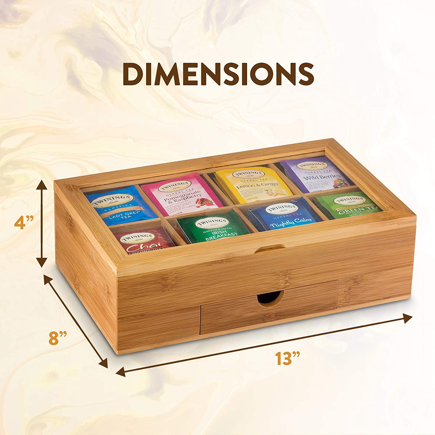 4 Segs Bamboo Tea Box Organizer to Keep Teabag Fresh - China Tea Bag Box  and Tea Chest price
